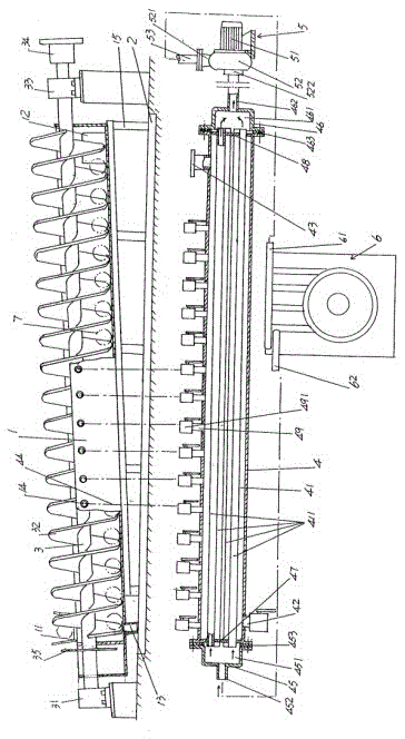 Cooperating structure of the cooling device of the intermediate frequency furnace for steel bar heating and the steel ball quenching device