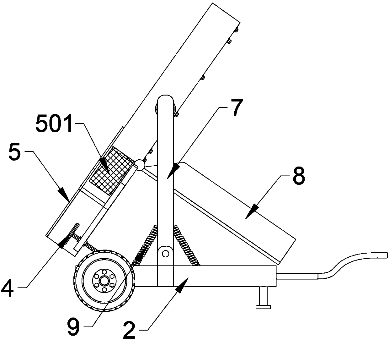 Adjustable inclined sand screening device for constructional engineering site construction