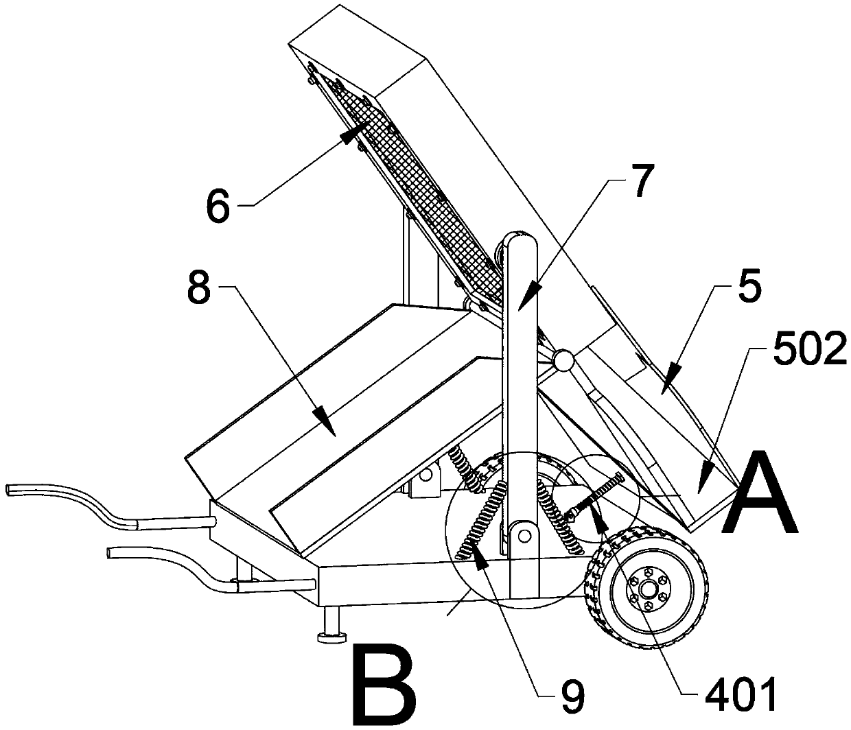 Adjustable inclined sand screening device for constructional engineering site construction
