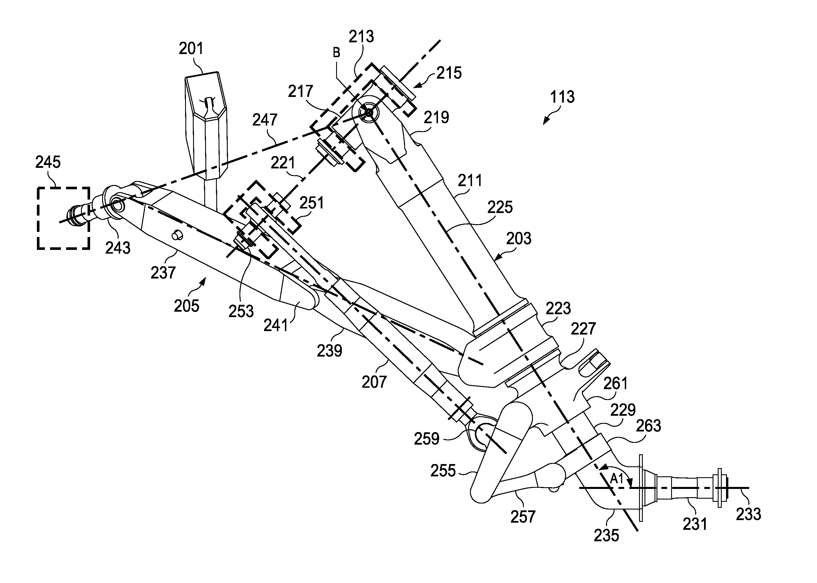 Semi-levered articulated landing gear system