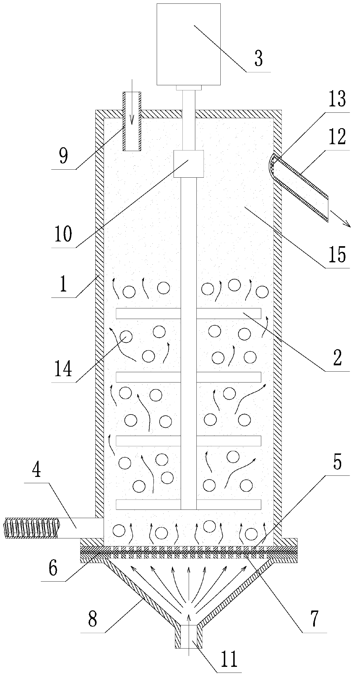 Fluidized vertical type stirring mill suitable for dry type grinding