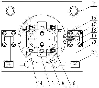 Arc-cutting mould for spiral spring seat of automobile rear axle and arc-cutting process for arc-cutting mould