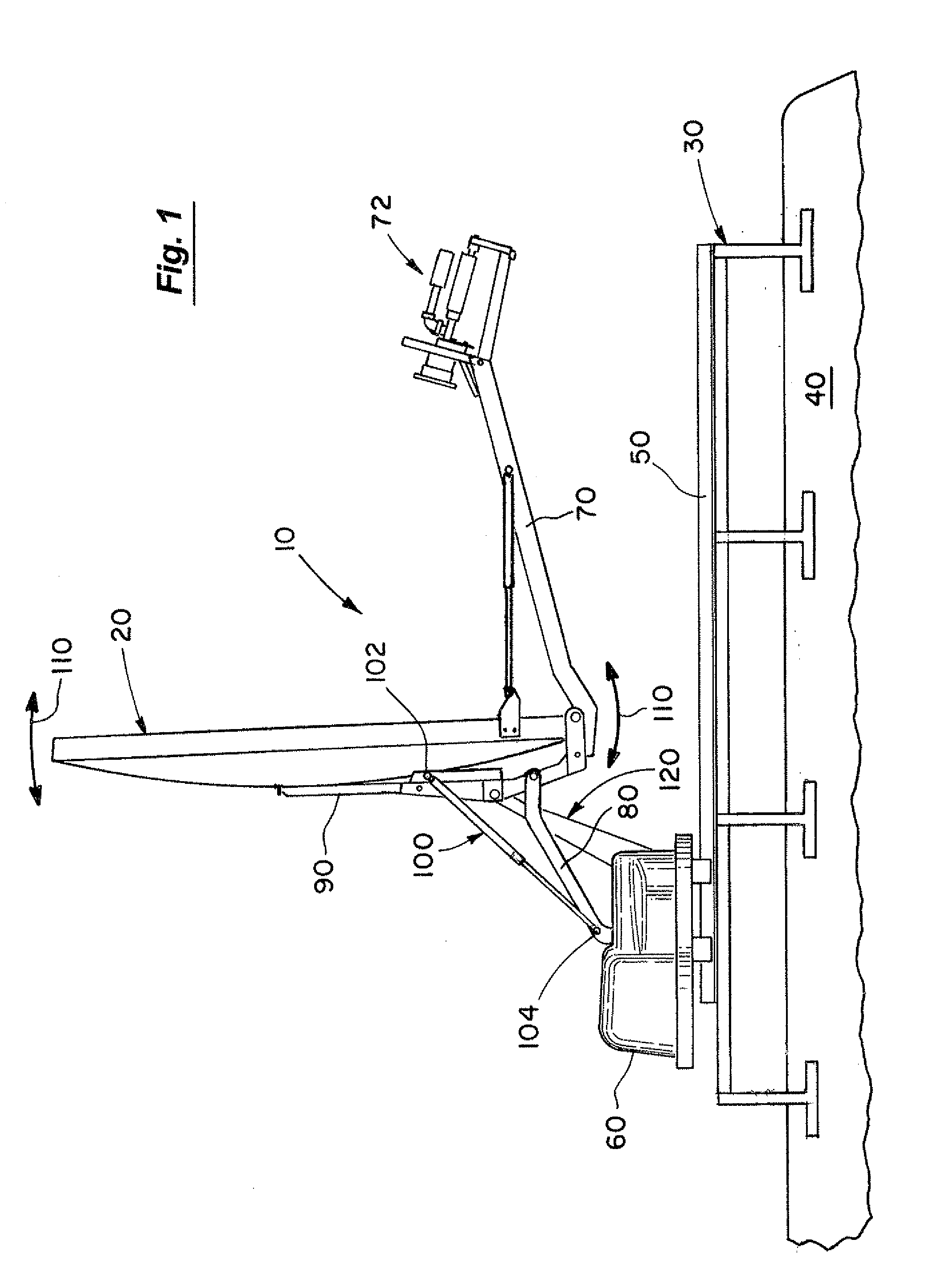 Stabilizing mechanism for a deployed reflector antenna in a mobile satellite antenna system and method