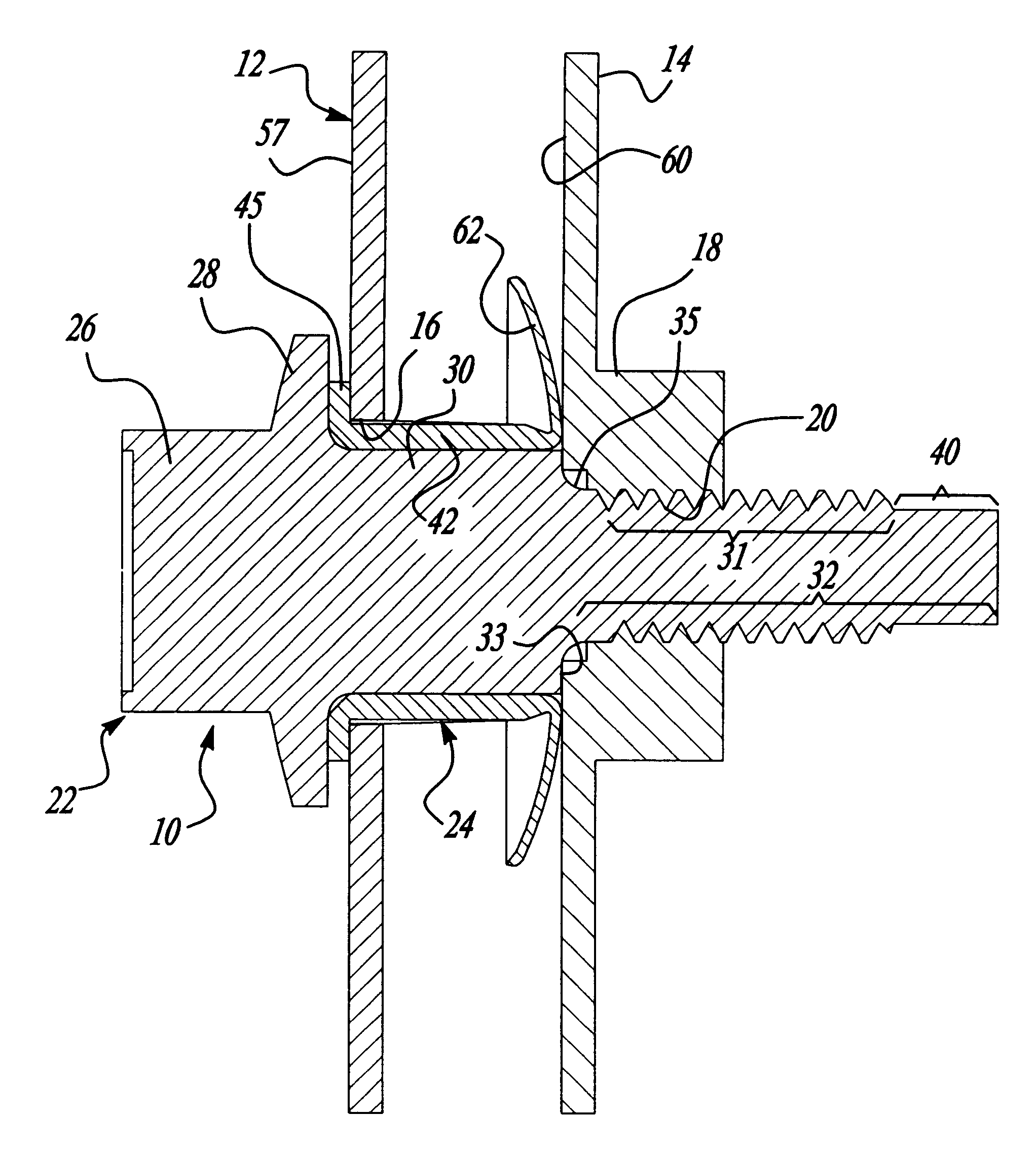 Pivot apparatus including a fastener and bushing assembly