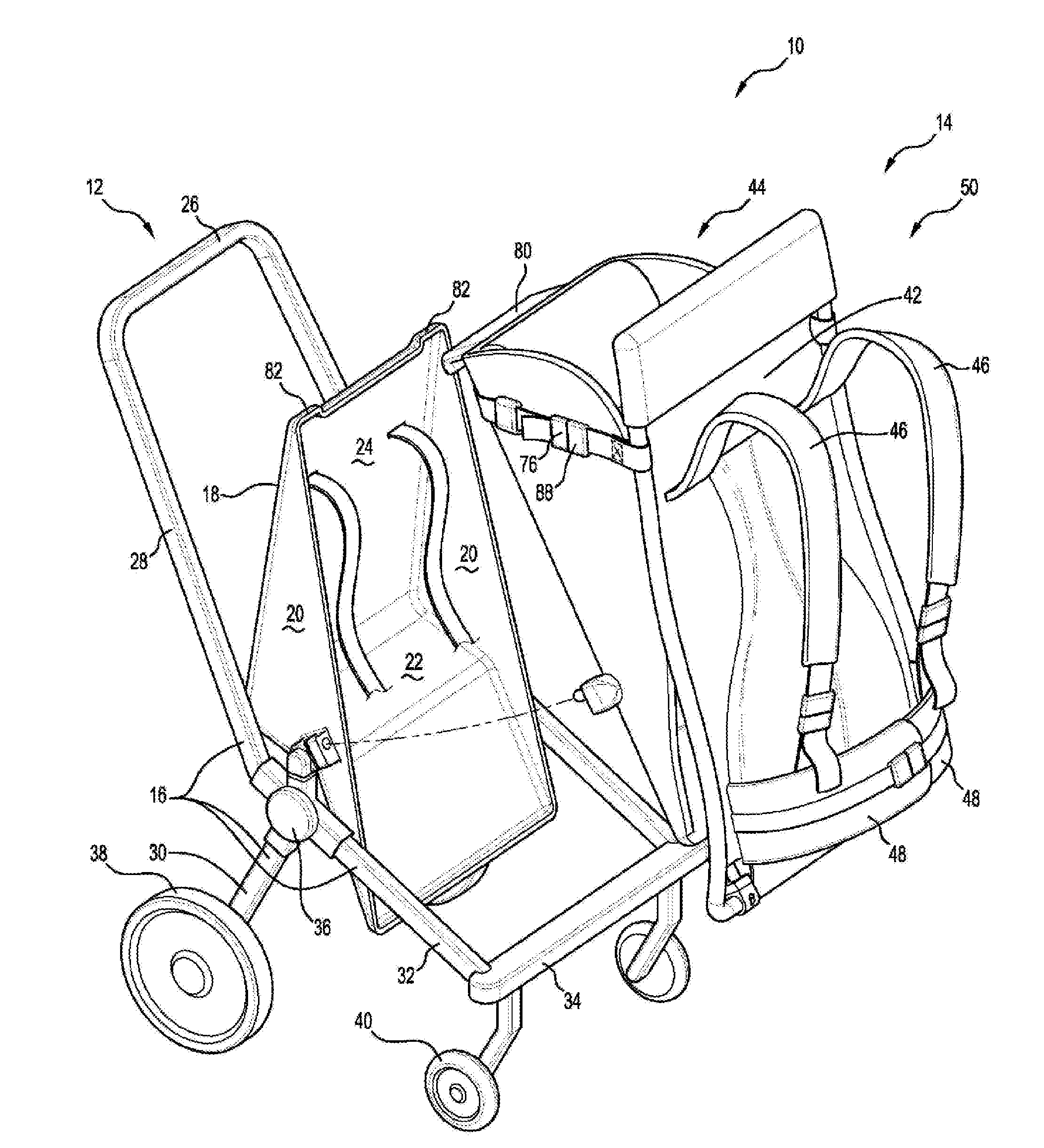 A combination of child carrier and stroller