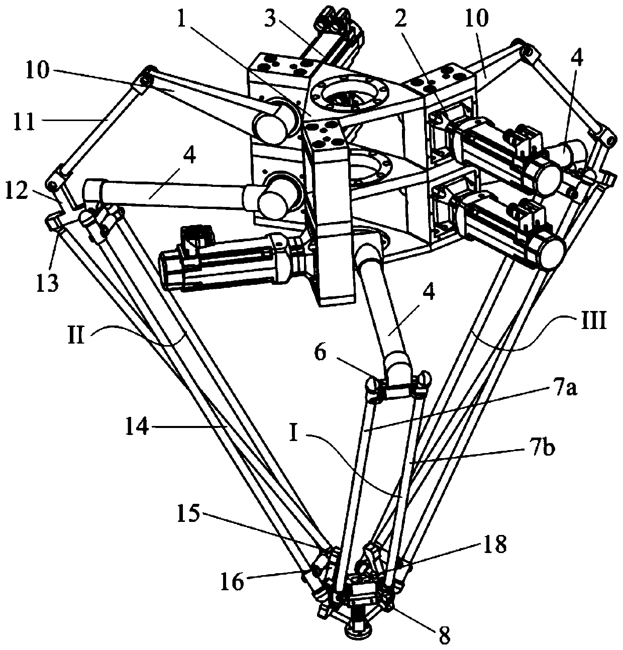 Five-degree-of-freedom parallel mechanism containing double-drive composite branched chains