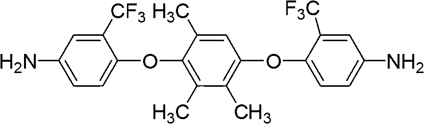 Double trifluoromethyl substituent-containing asymmetric aromatic diamine monomer and preparation method thereof