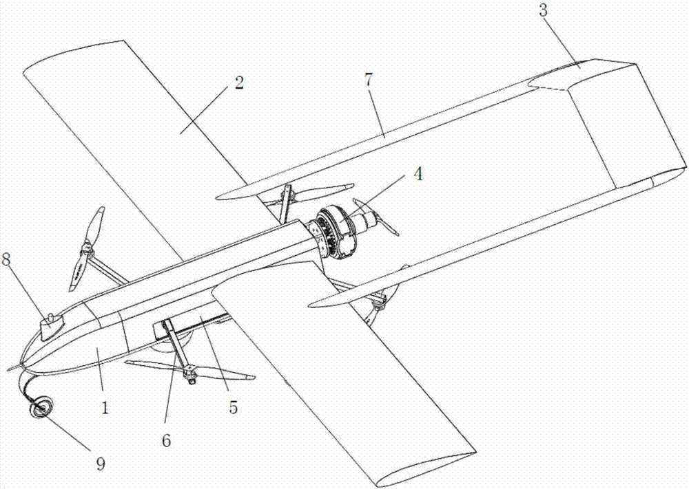 Mixed layout unmanned aerial vehicle and control method thereof