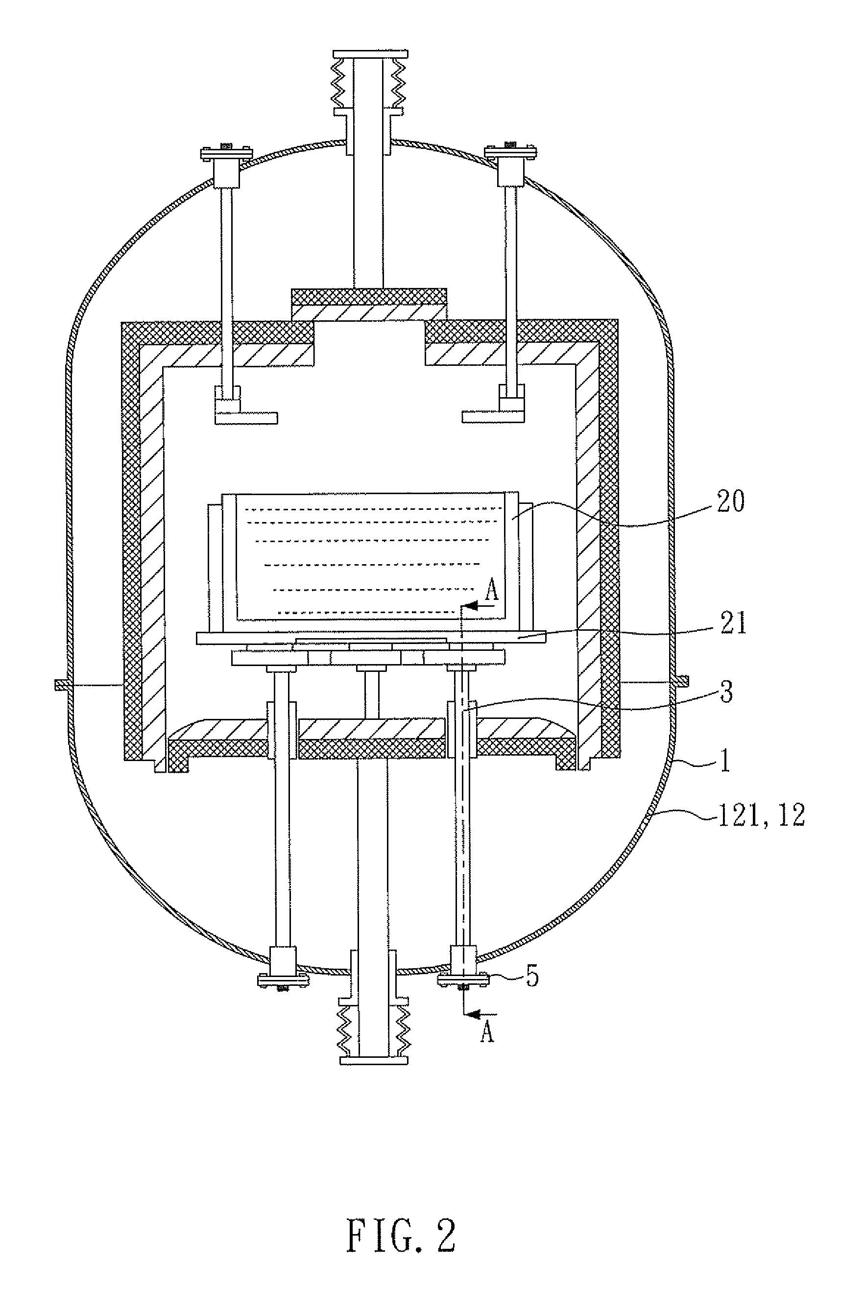 Supporting table having heaters inside crystal-growing furnace