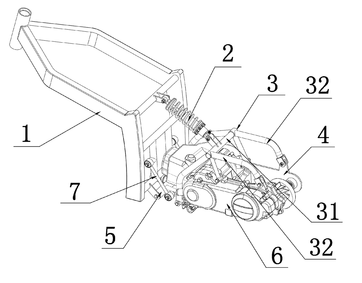 Mounting bracket for stepless variable speed engine of light motorcycle