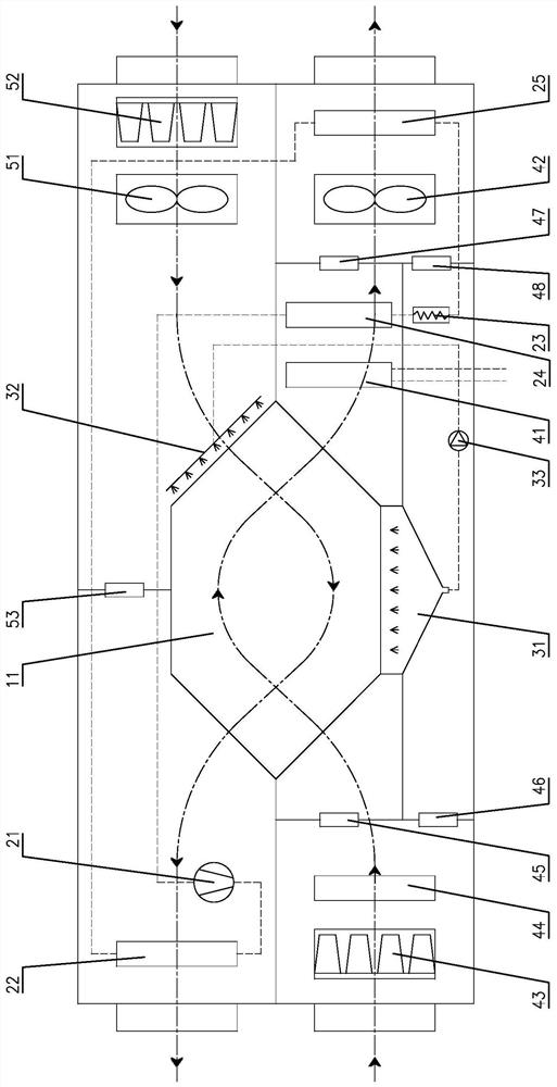 Fresh air handling unit based on hexagonal plate heat exchanger