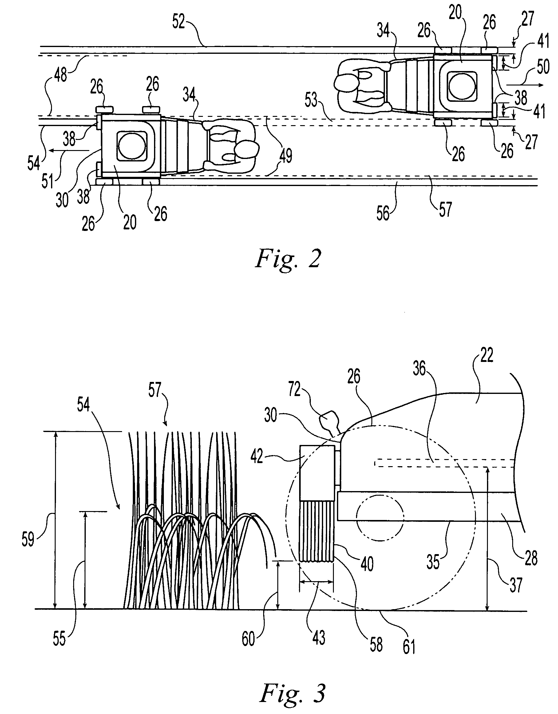 Lawnmower with projections for lifting grass and method of cutting grass