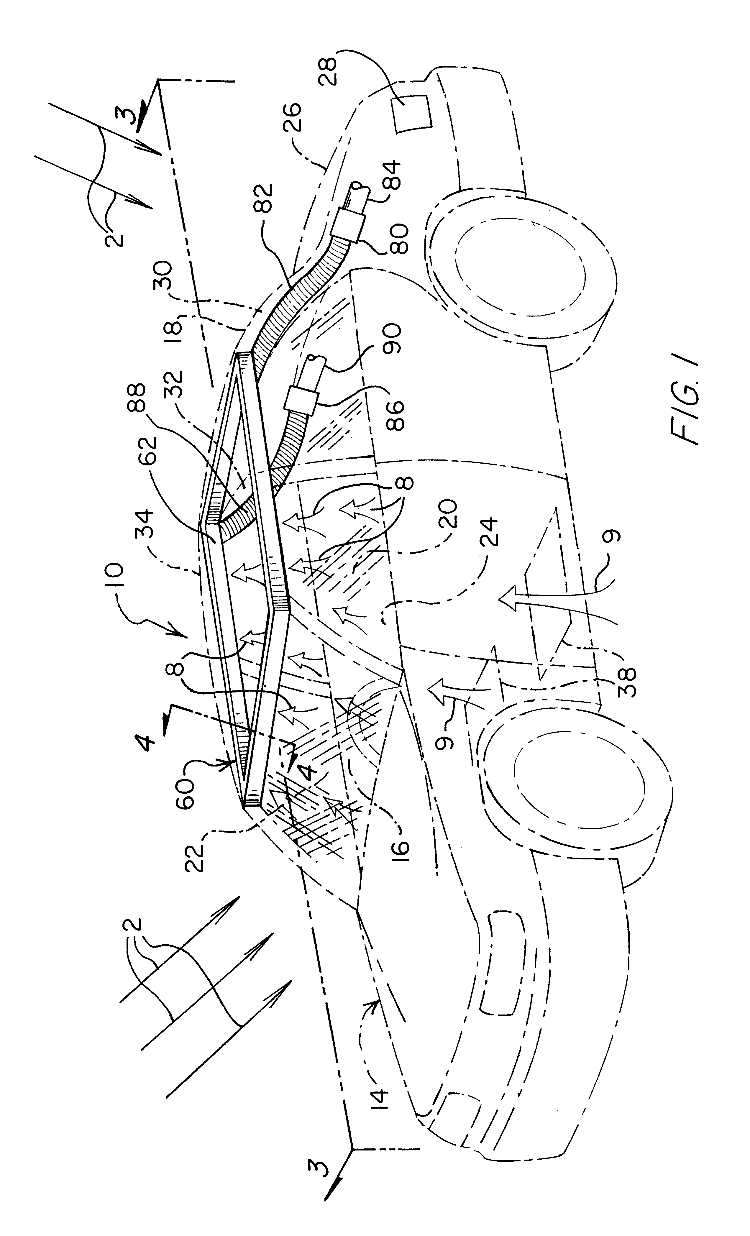Vehicle cabin cooling system for capturing and exhausting heated boundary layer air from inner surfaces of solar heated windows