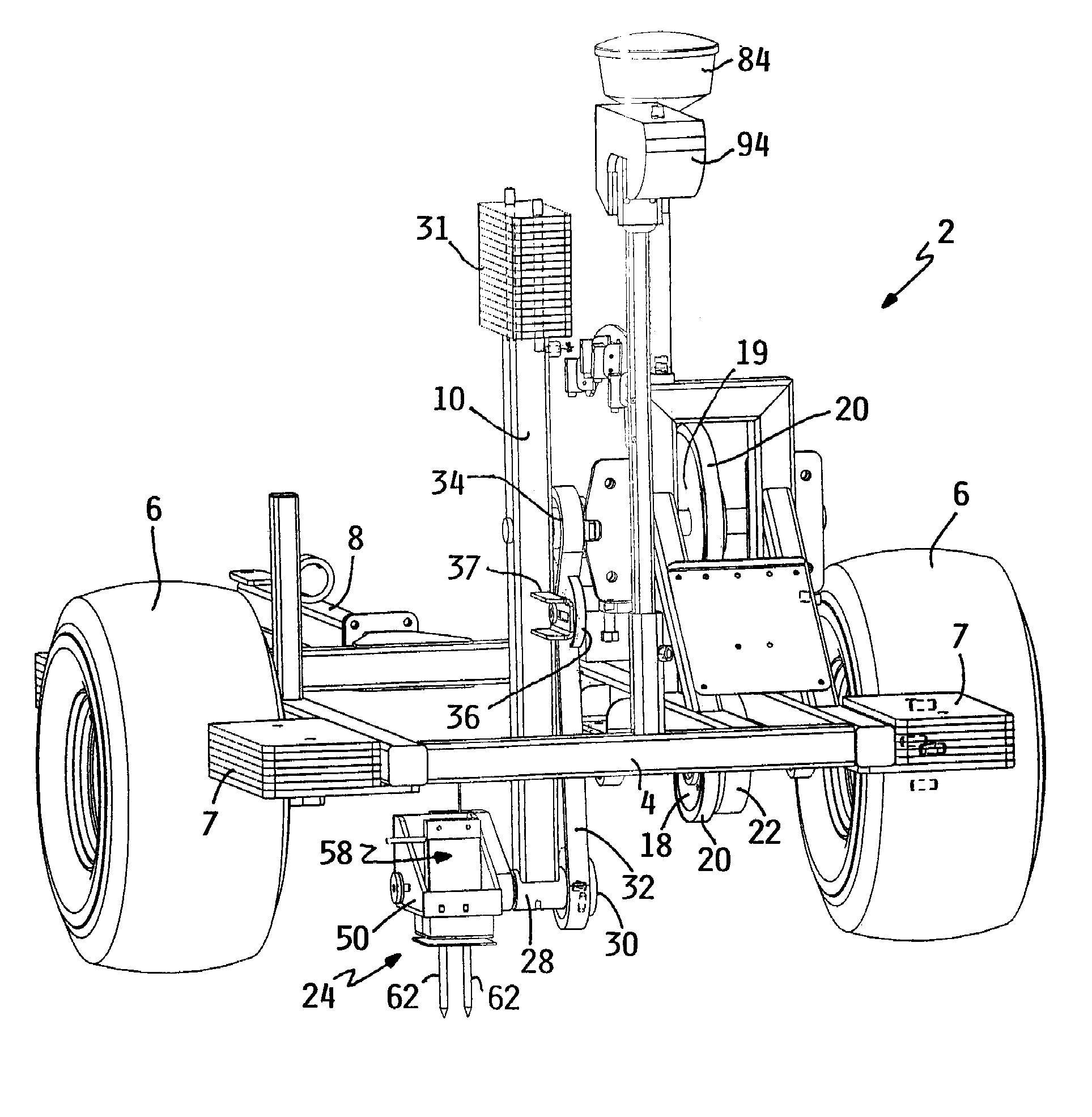 Mobile turf instrument apparatus having droppable hammer type accelerometer carried on rotating arm