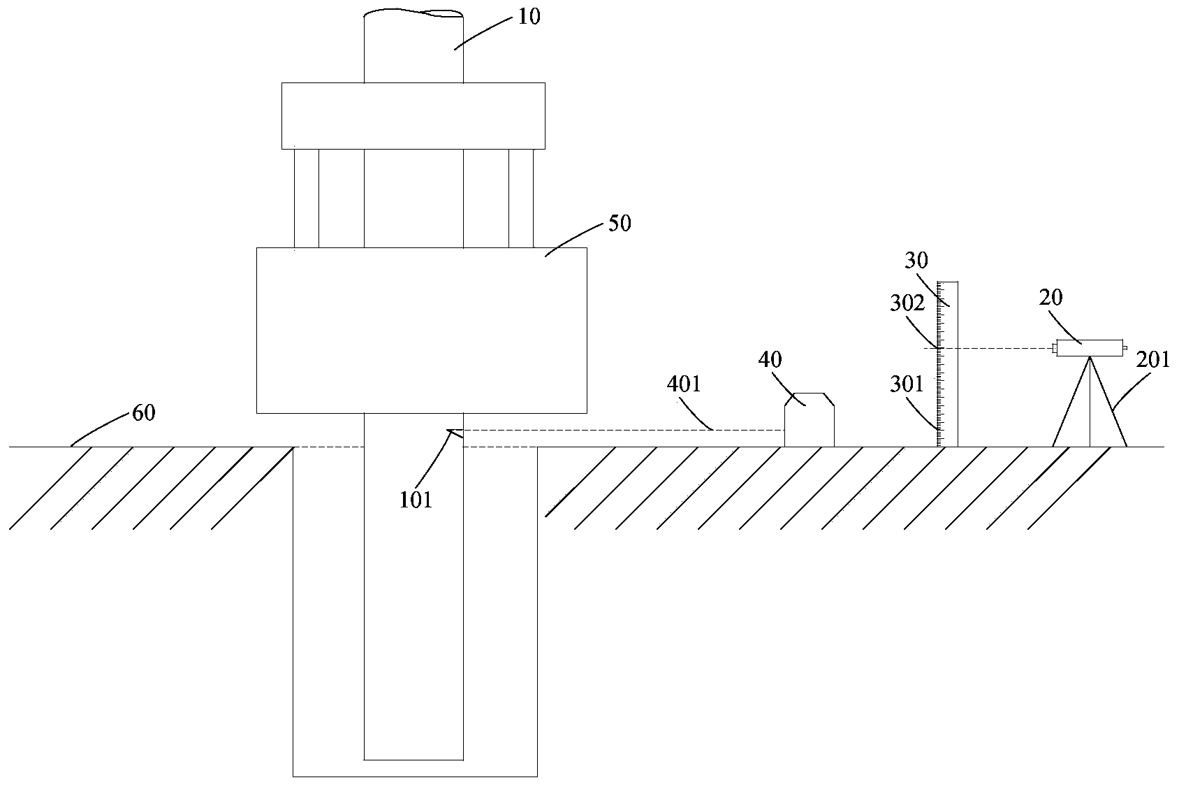 Elevation positioning device of hydraulic inserted steel pipe column and positioning operation method