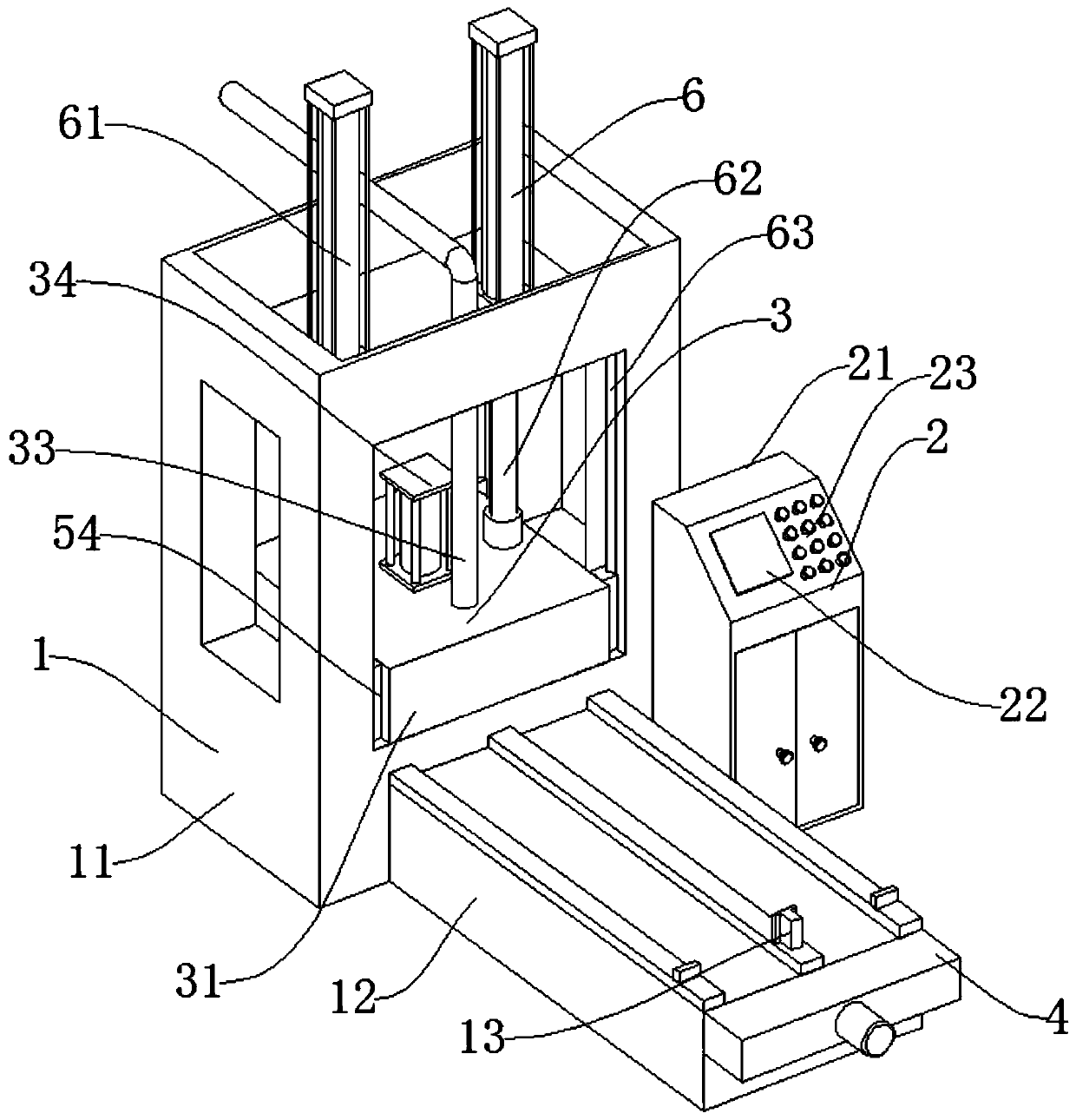 Mold pressing forming device used for producing base of power distribution cabinet and using method thereof