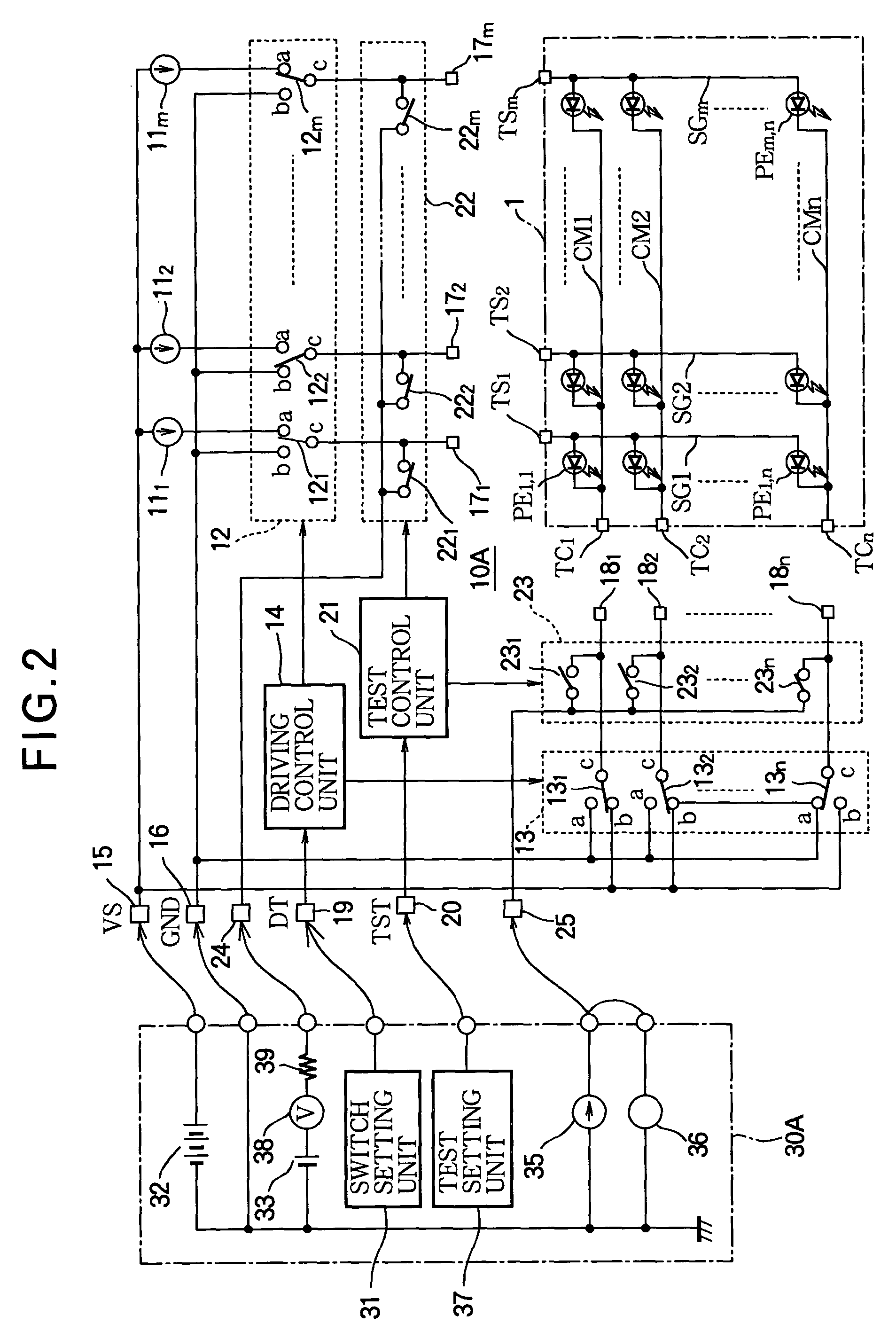 Efficiently testable display driving circuit