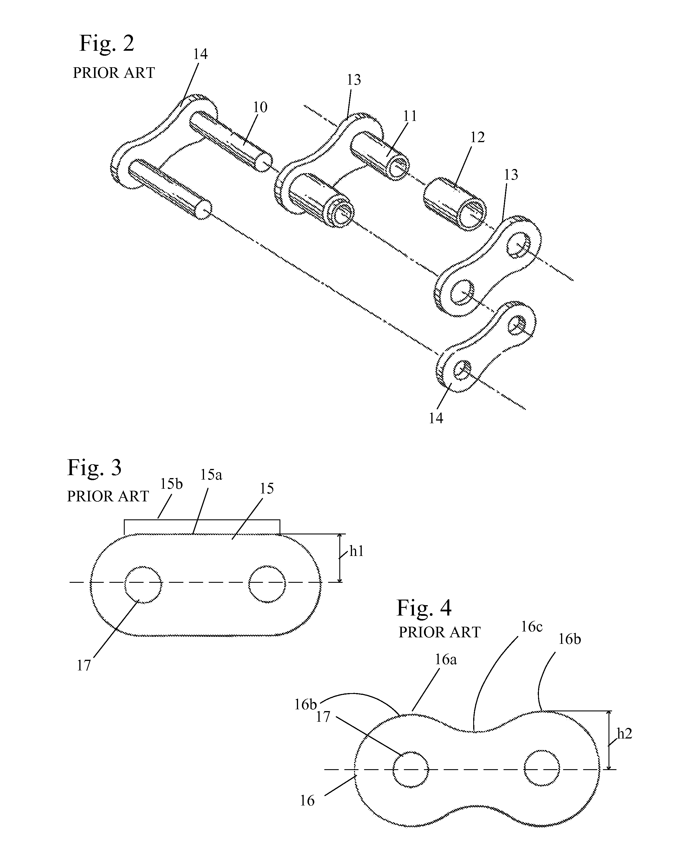 Low mass chain link and assembly for friction reduction