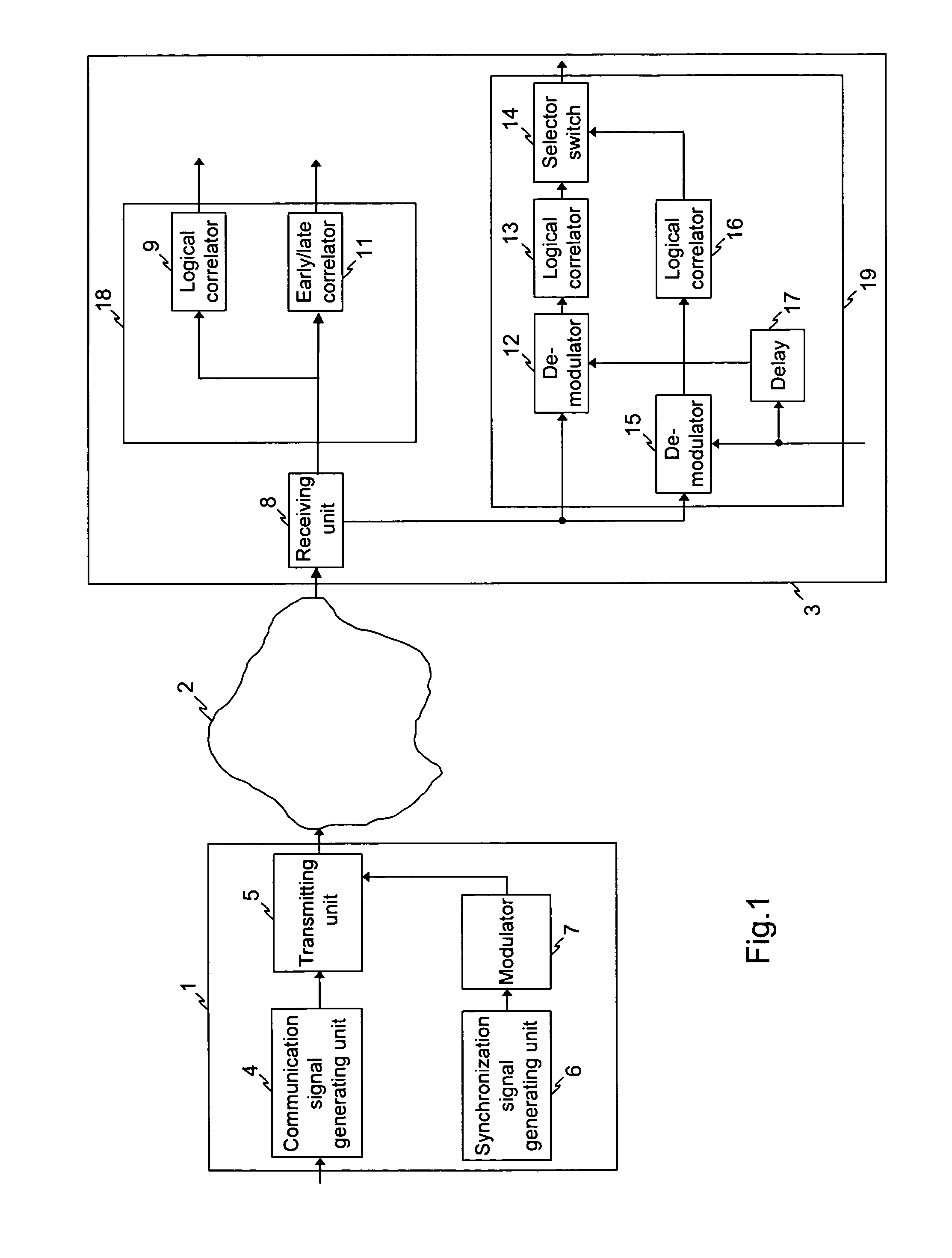 Transmitting and receiving device for a multipoint-to-point network