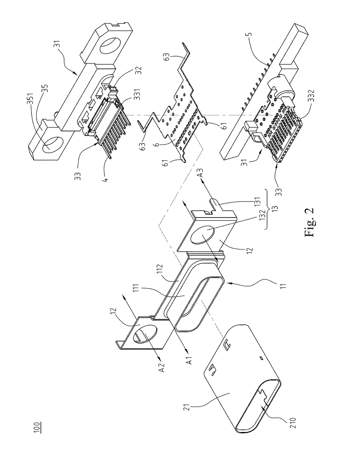 Standing-type electrical receptacle connector