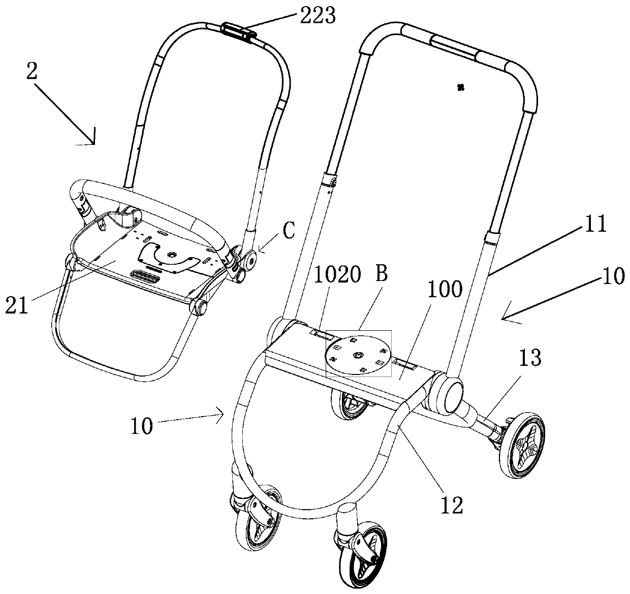 Baby carriage with seat and back capable of being folded in linkage manner