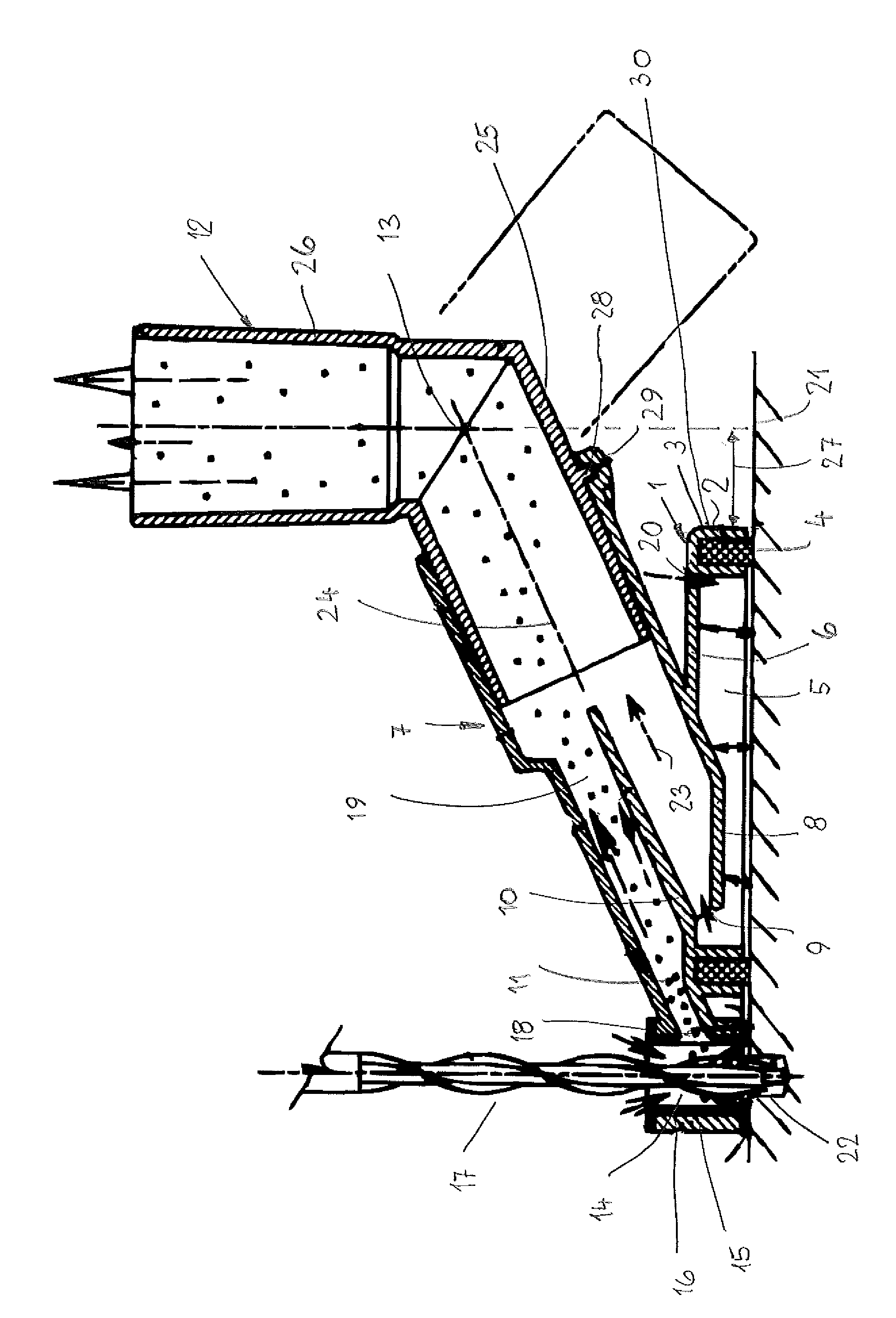 Device for removing by suction drill dust when drilling holes into walls