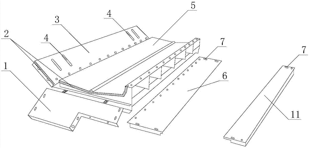 Non-gasket prefabricating device for high-speed railway deck covering plate
