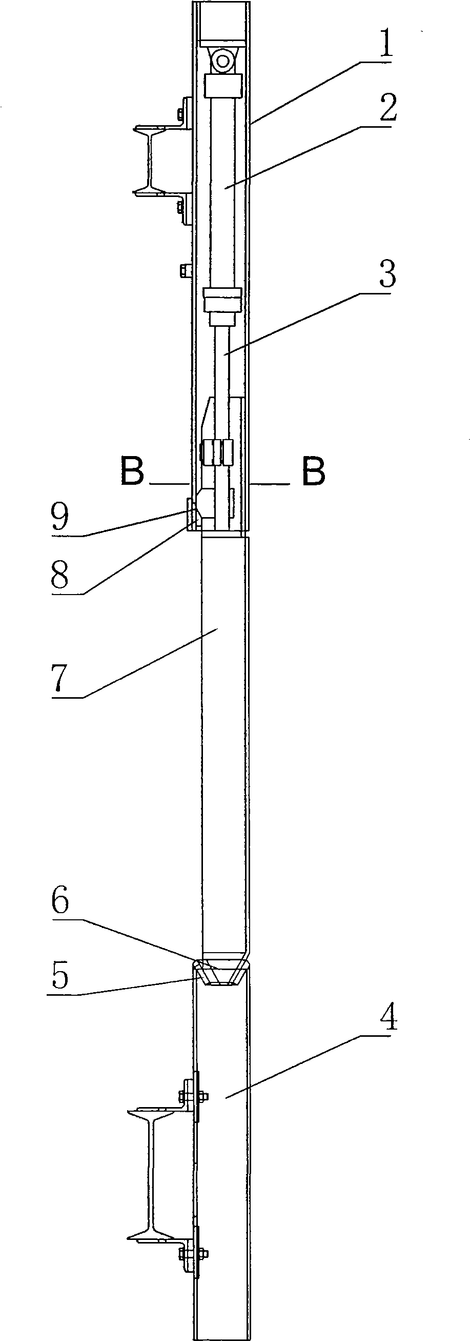 Extension shaft guide used for lifting counter level in mine shaft