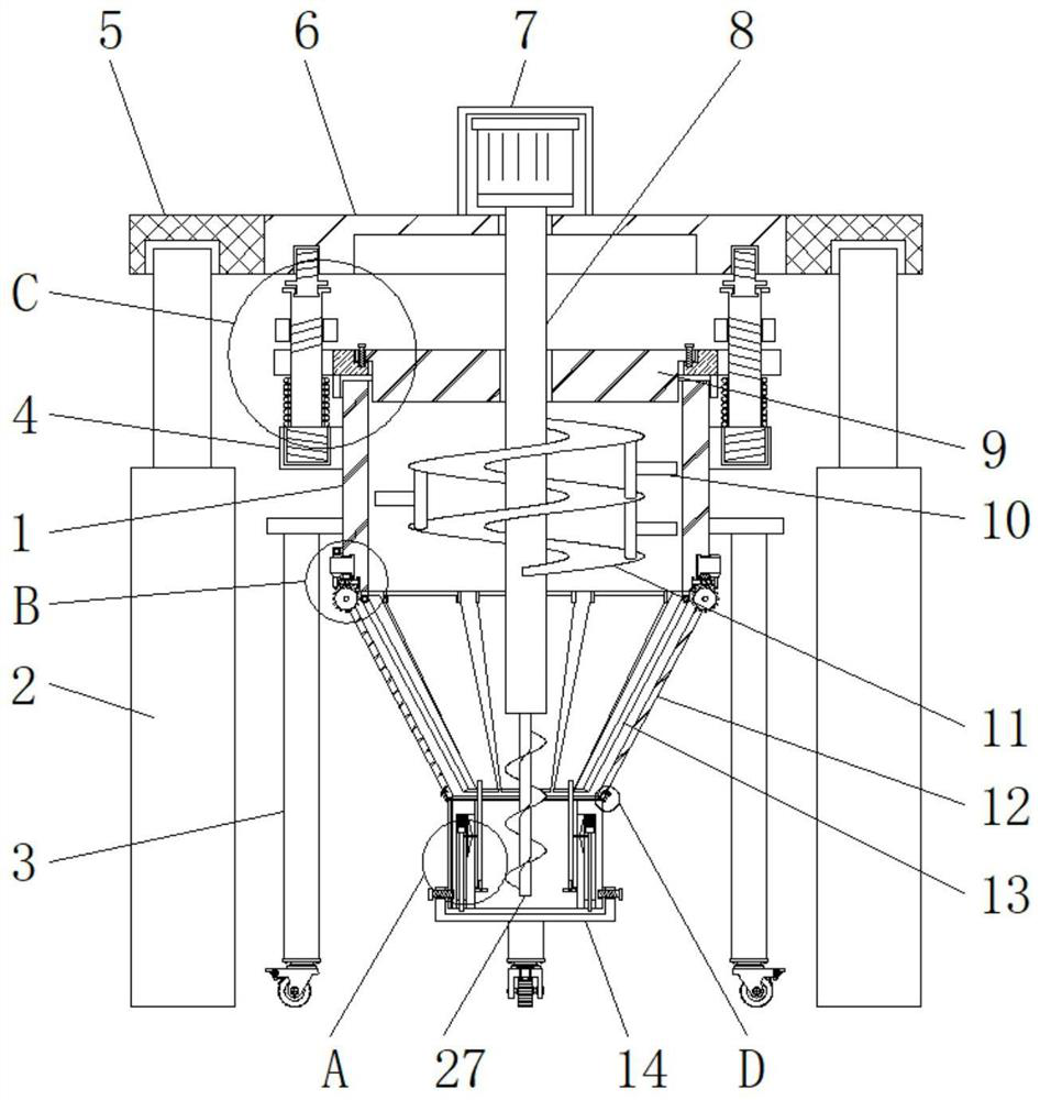 Anti-blocking mechanical hopper for constructional engineering