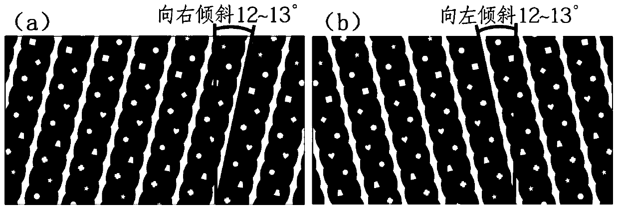 A black and white multi-shaped perforated curved slit type naked-view 3D imaging film