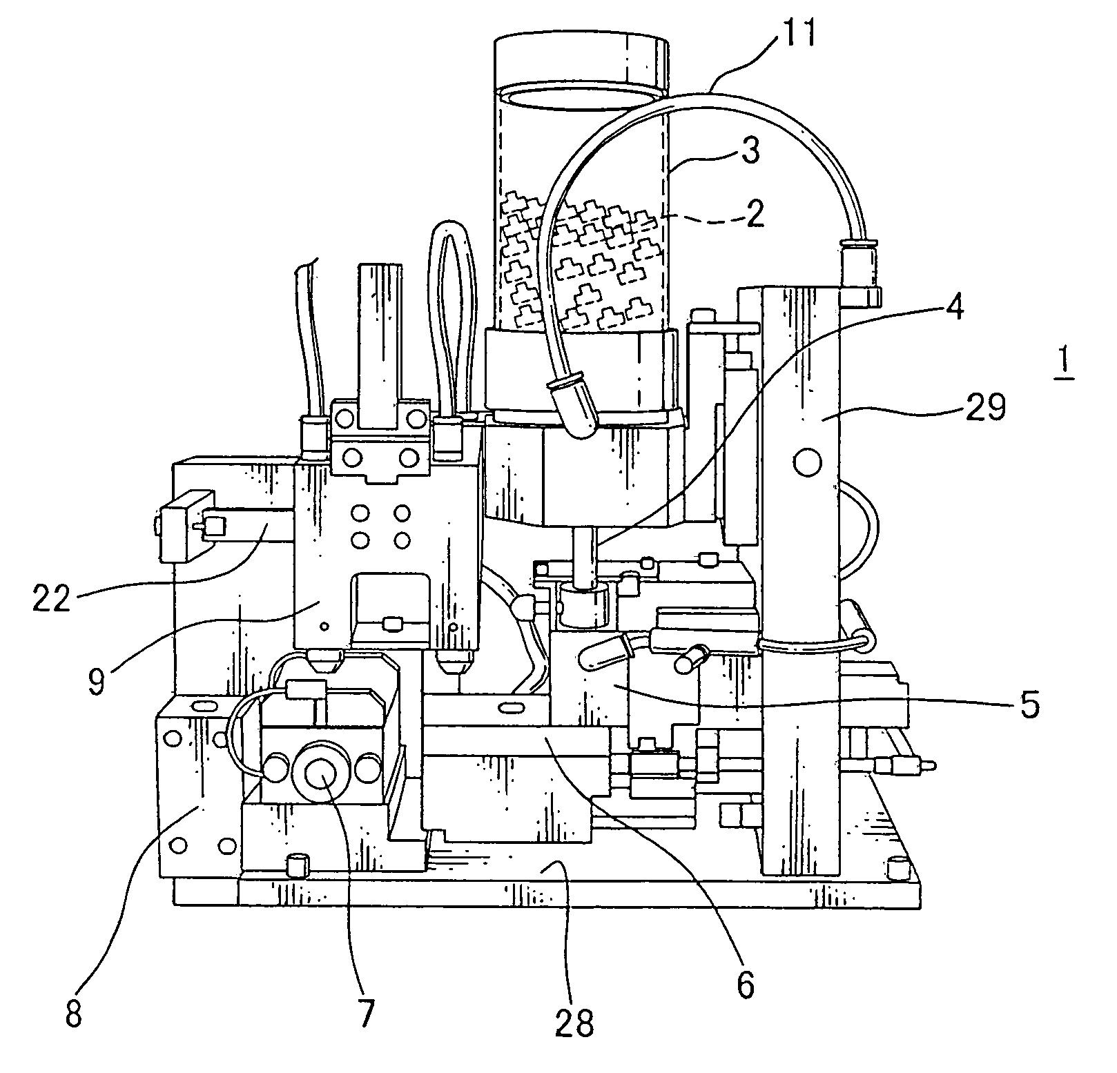 Elliptic rubber stopper supply method and elliptic rubber stopper supply device