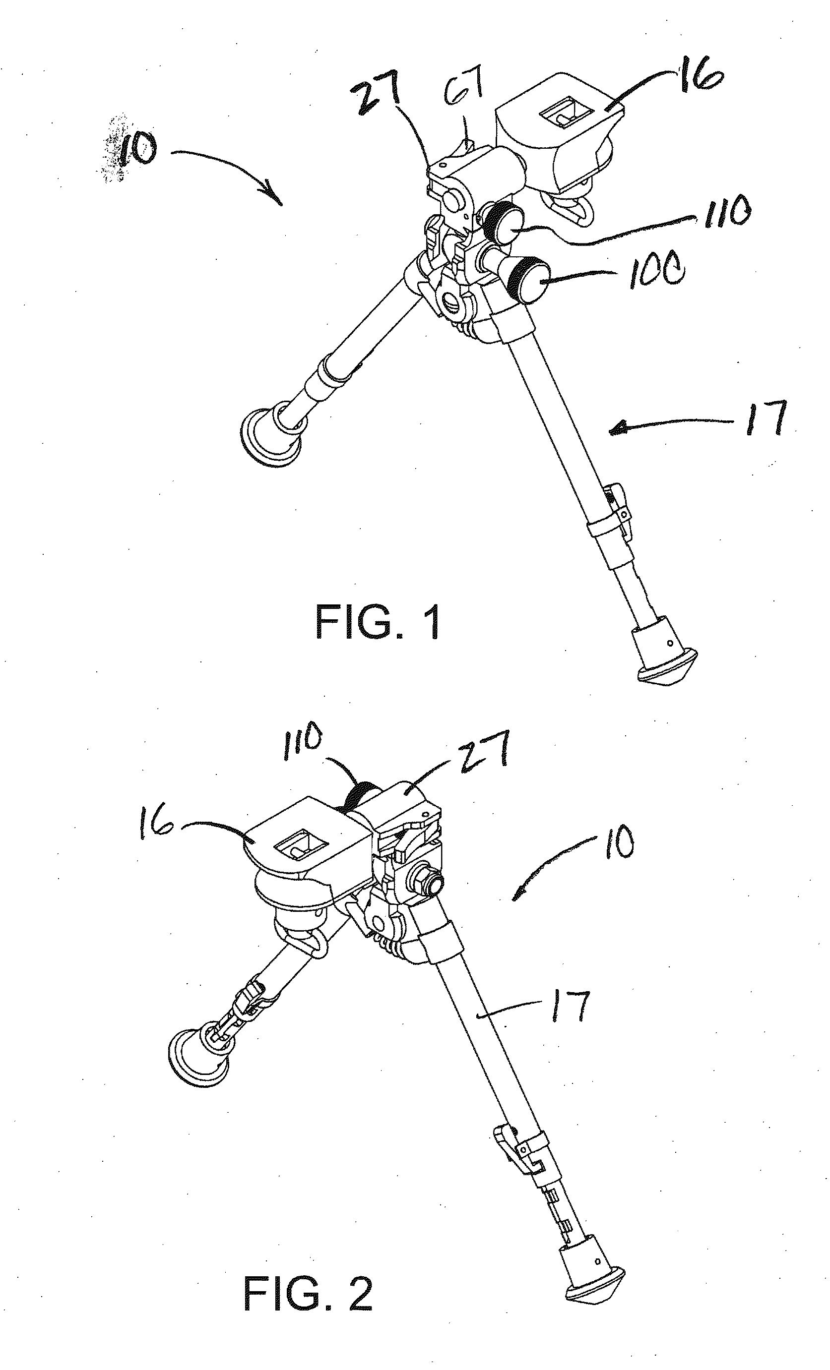Method for Quick Disconnect Bipod Mount Assembly with adjustable and lockable Tilt, Pan and Cant Controls