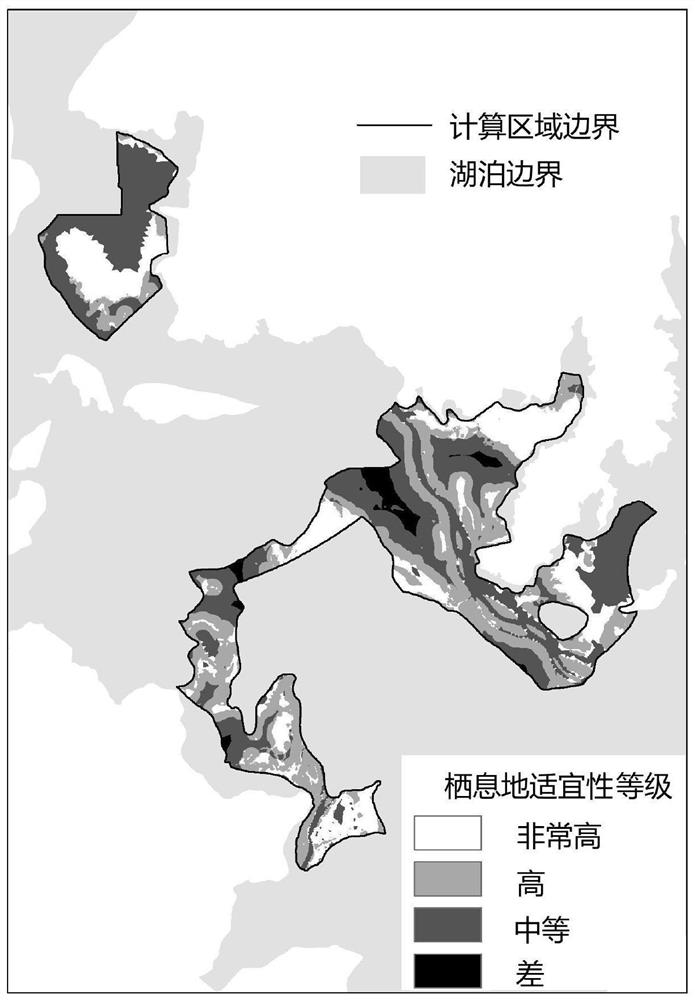 Method and device for calculating suitability of waterfowl habitat under gate dam dispatching