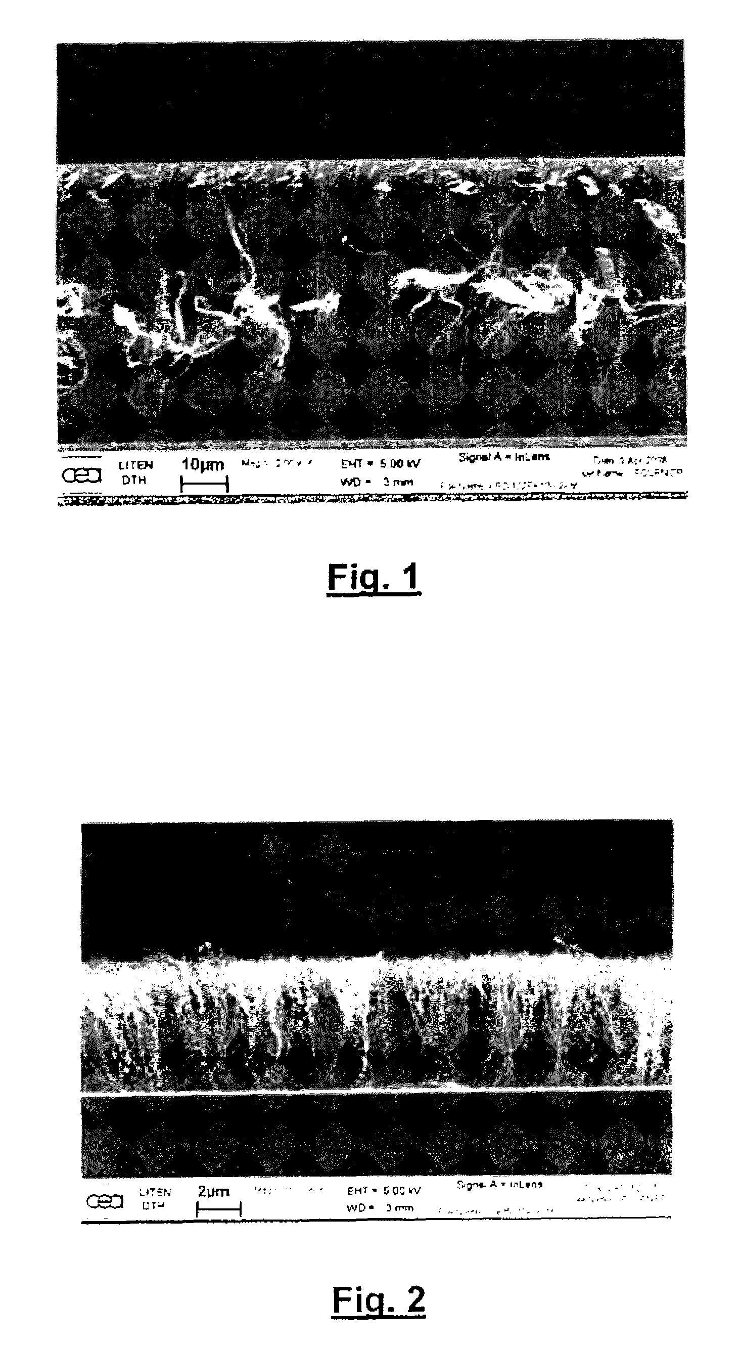 Procedure for obtaining nanotube layers of carbon with conductor or semiconductor substrate