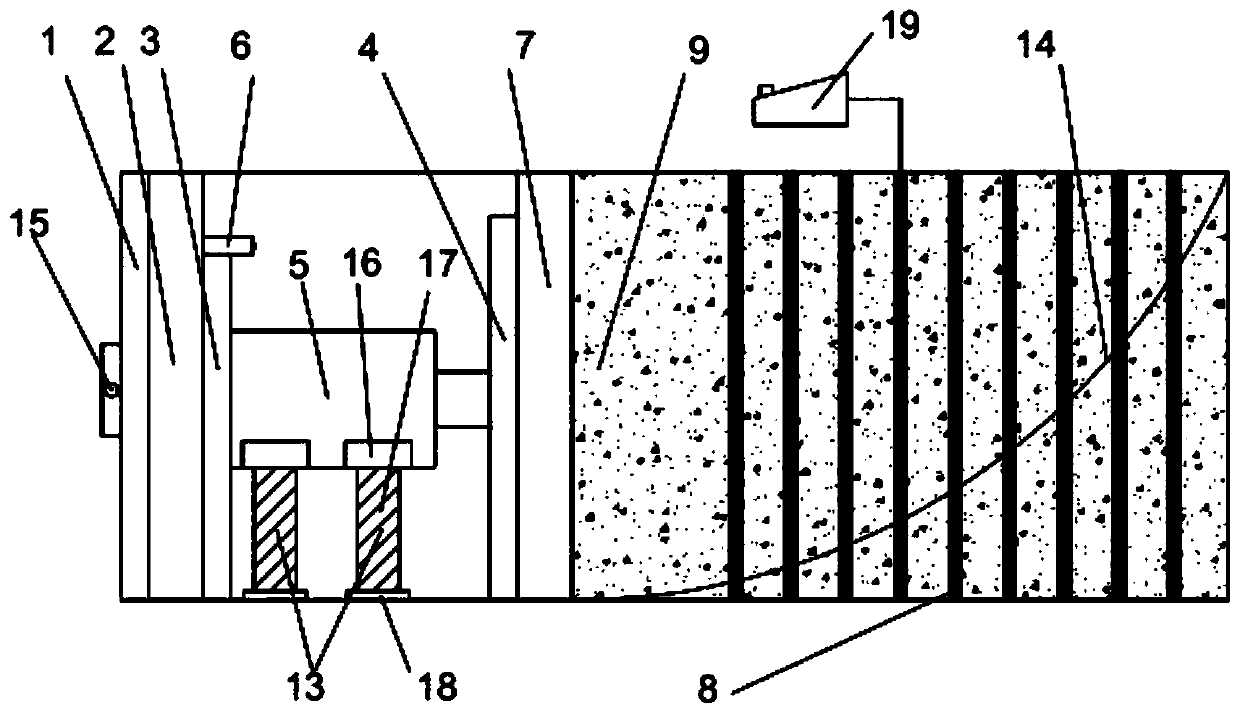 Shearing test device and test method of railway rockfill embankment