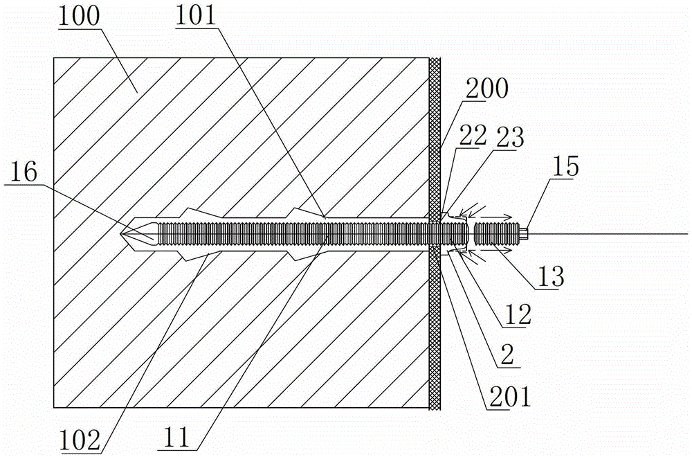 A chemical riveting bolt and a connection structure and installation method for fixing building appendages by using the chemical riveting bolt