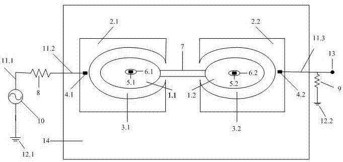 Capacitive micromechanical band-pass filter with double elliptical plates