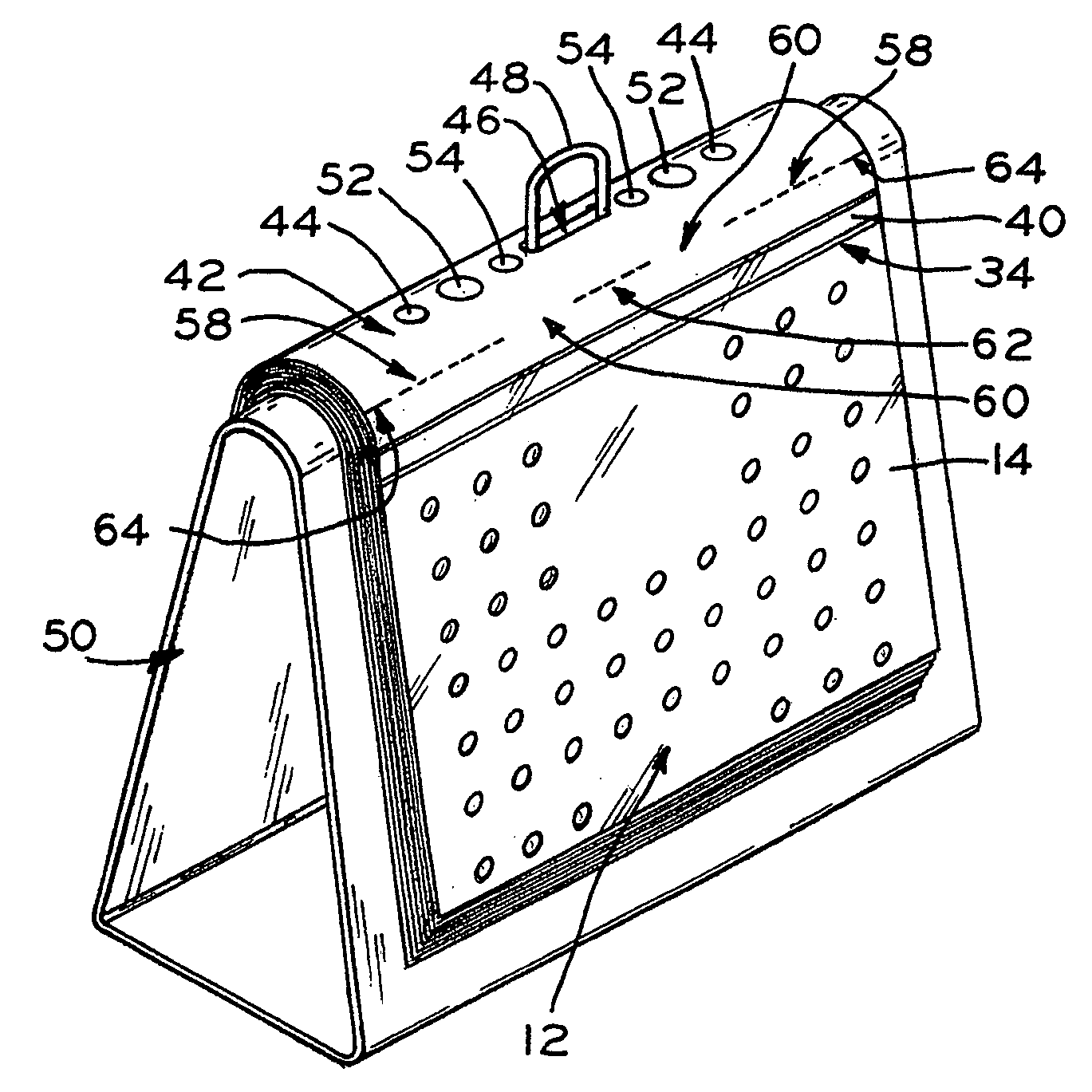 Plastic film bag assembly and process of filling