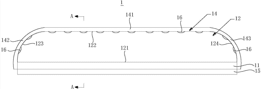 Liquid crystal display device of side curved surface type, and electronic equipment