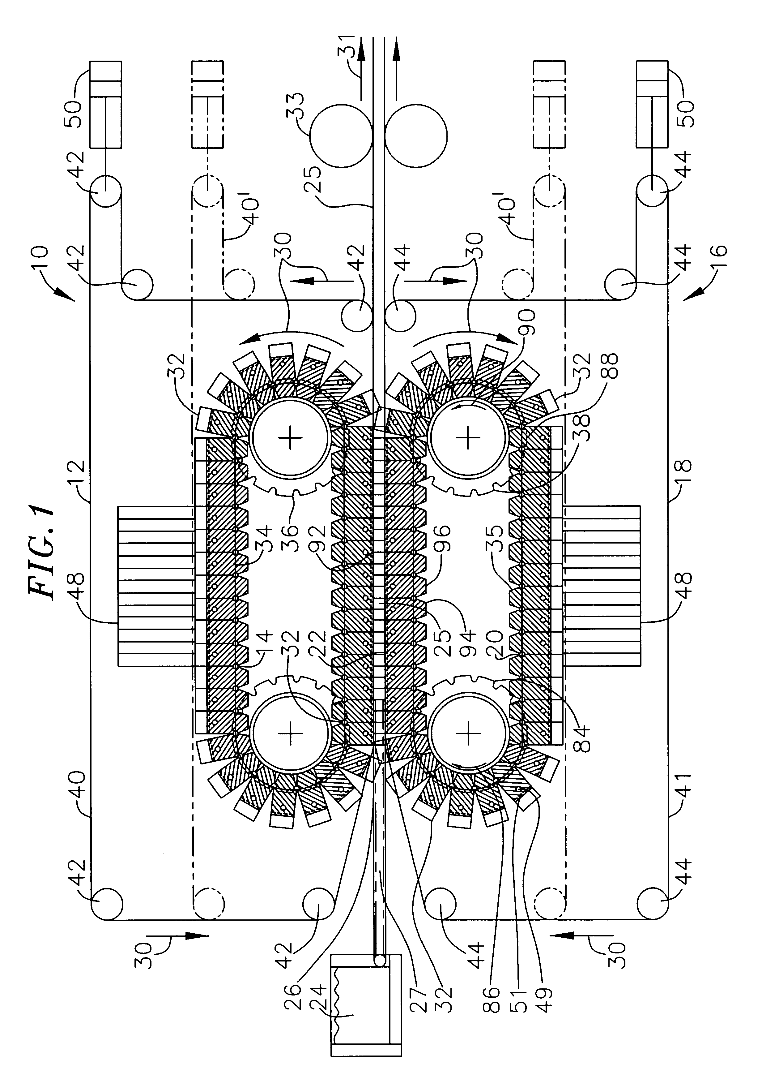 Continuous chain caster and method