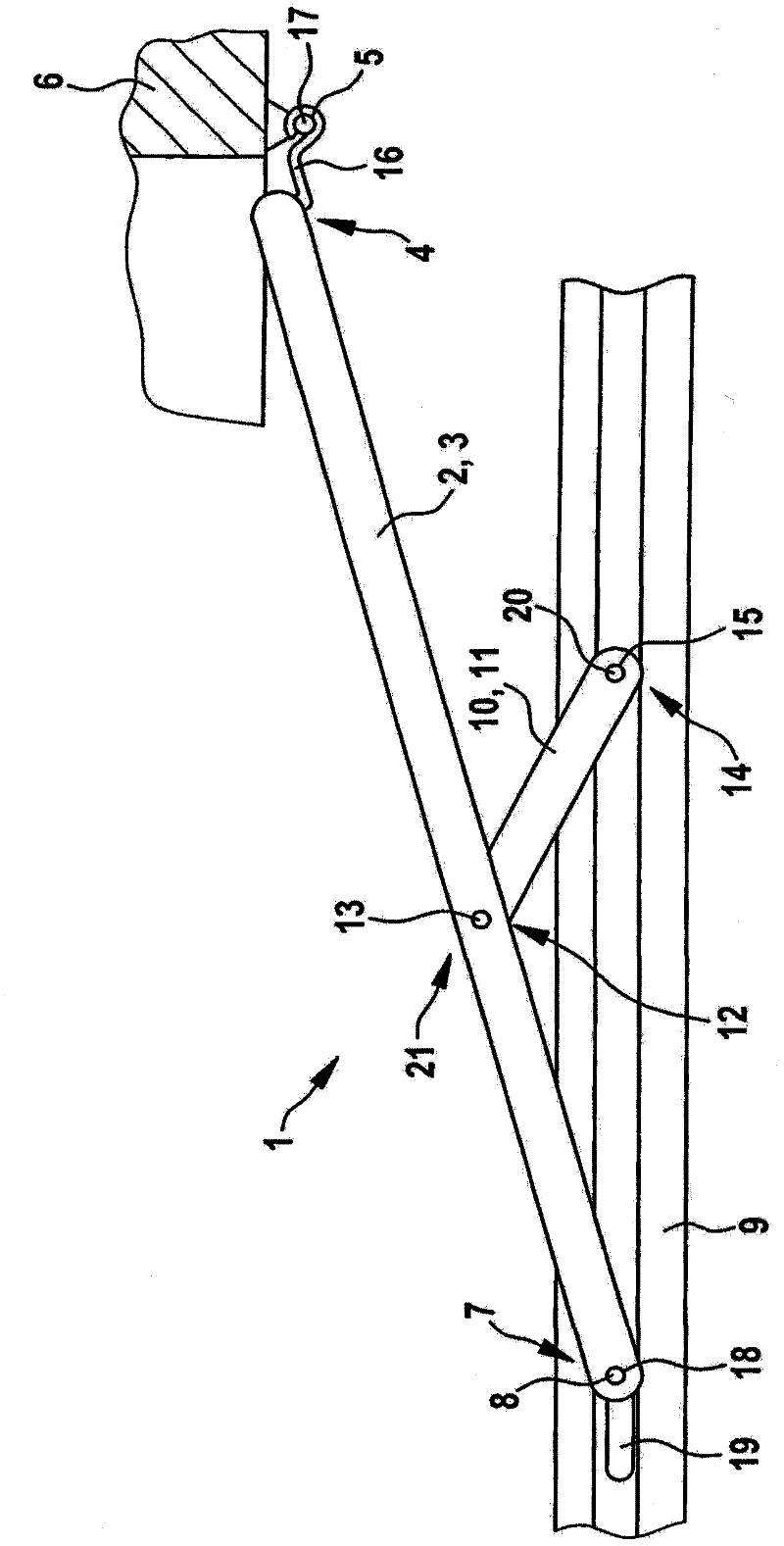 Hinged opening device for a window, a door, or the like