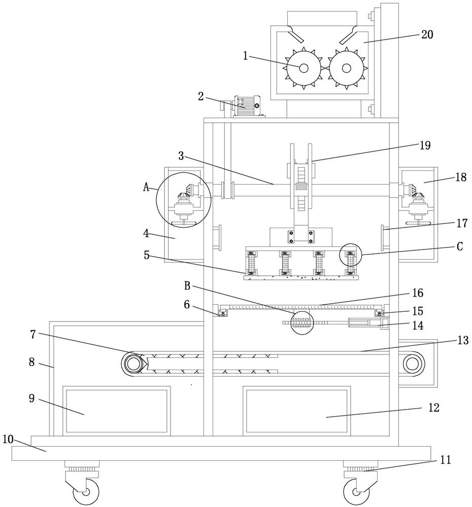 A construction waste crushing device