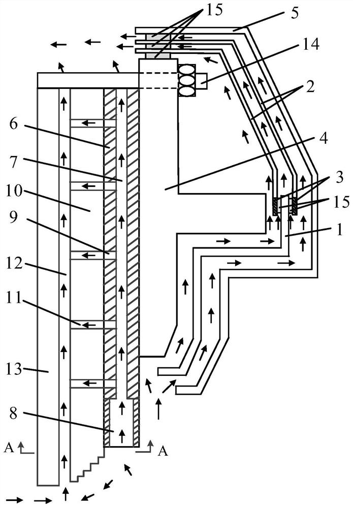 A loss-reducing ventilation device at the end of a large-capacity synchronous condenser