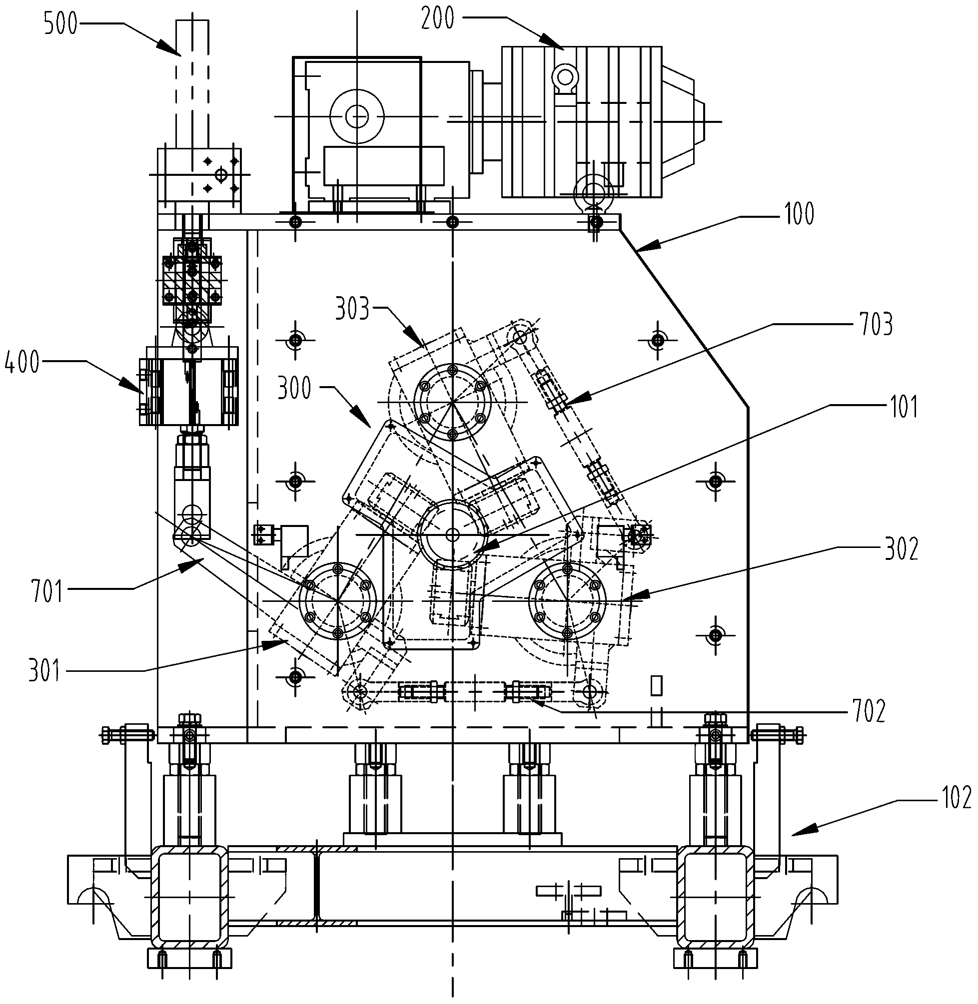 Automatic-opening-closing conveying mechanism with three rollers rotating automatically for cylinders