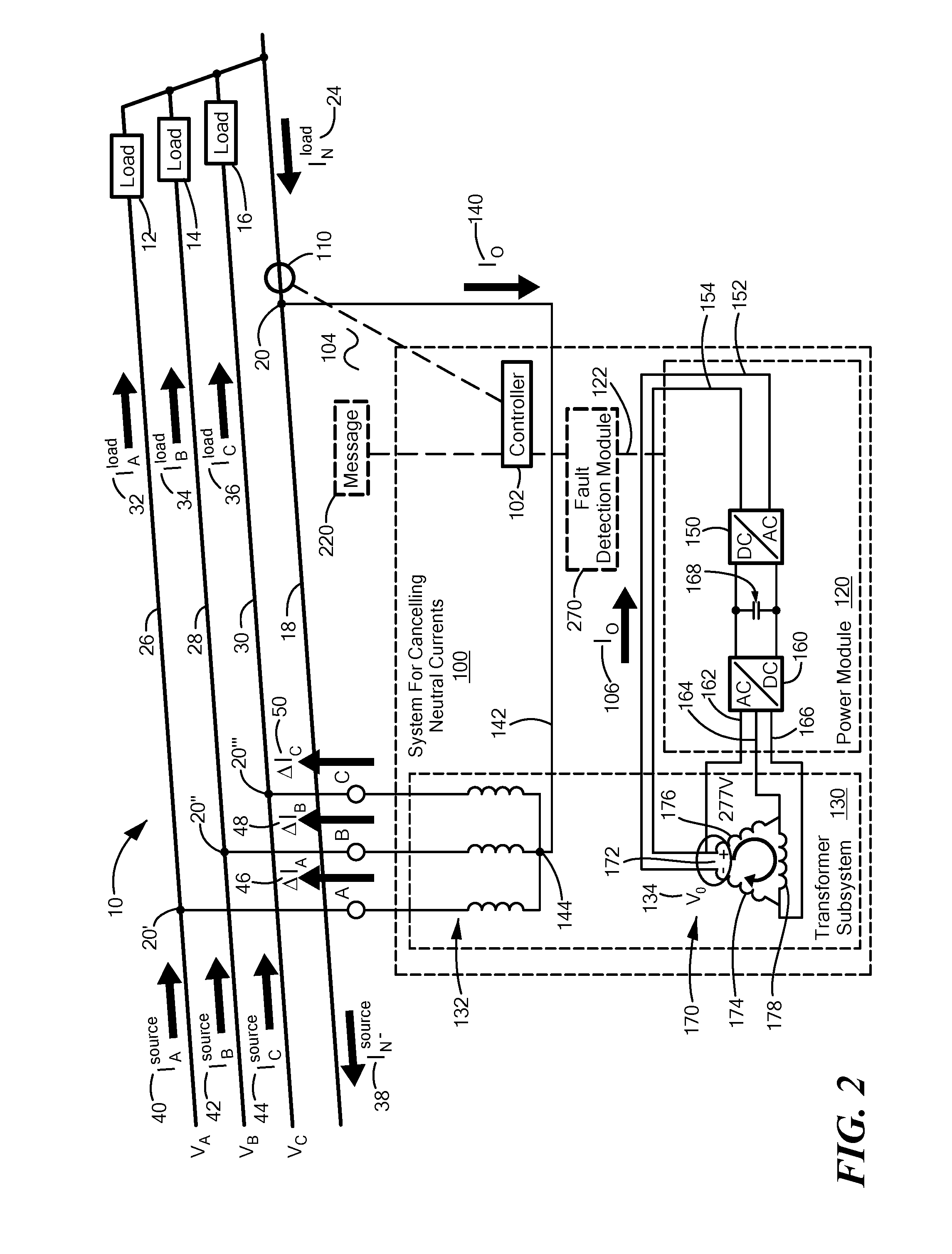 System For Cancelling Fundamental Neutral Current On A Multi-Phase Power Distribution Grid