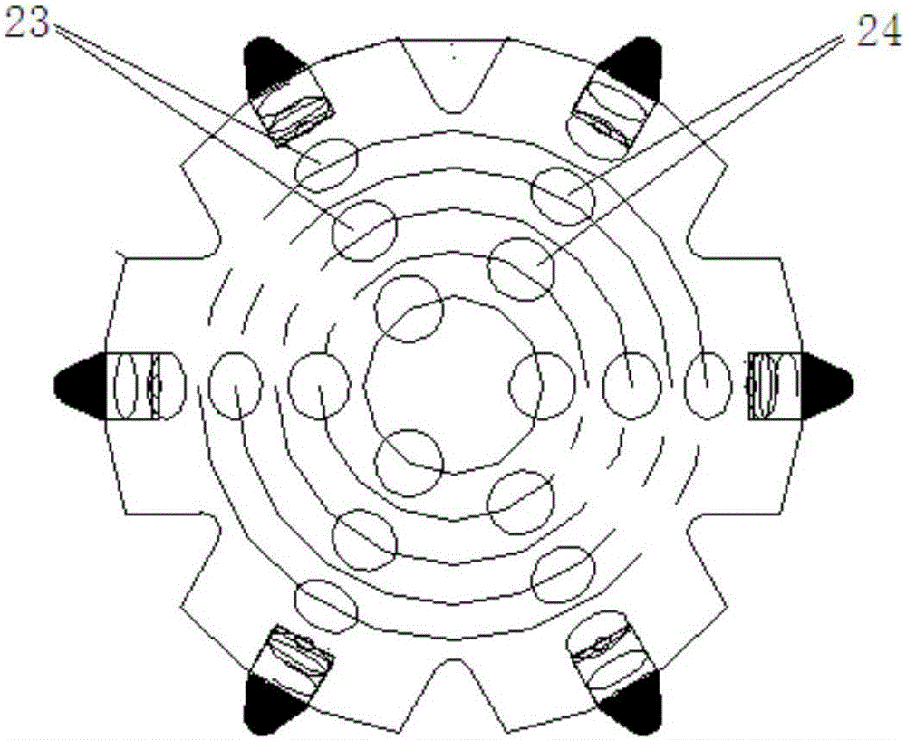 Front-back jet polycrystalline compound mono-cone bit