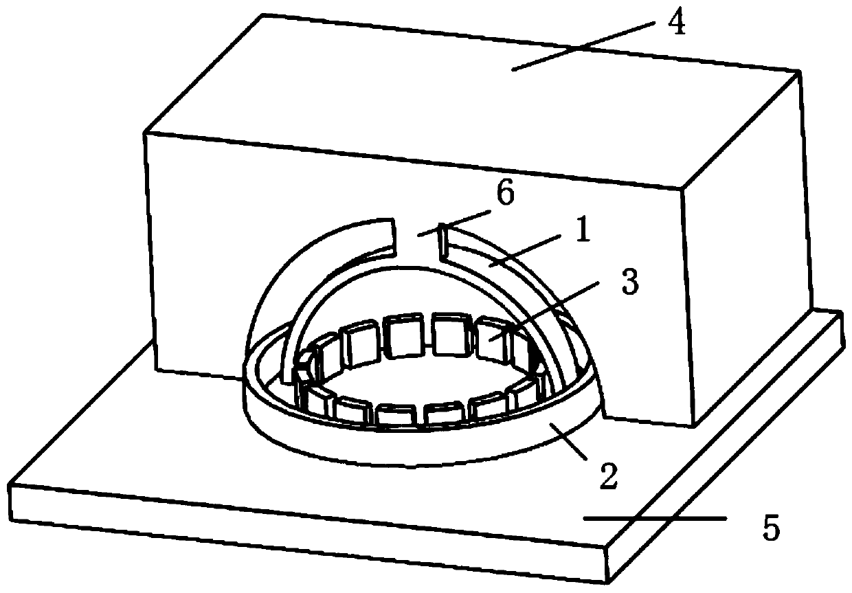 Two-electrode distributed micro-gyroscope with discrete inner ring and outer ring and its preparation method