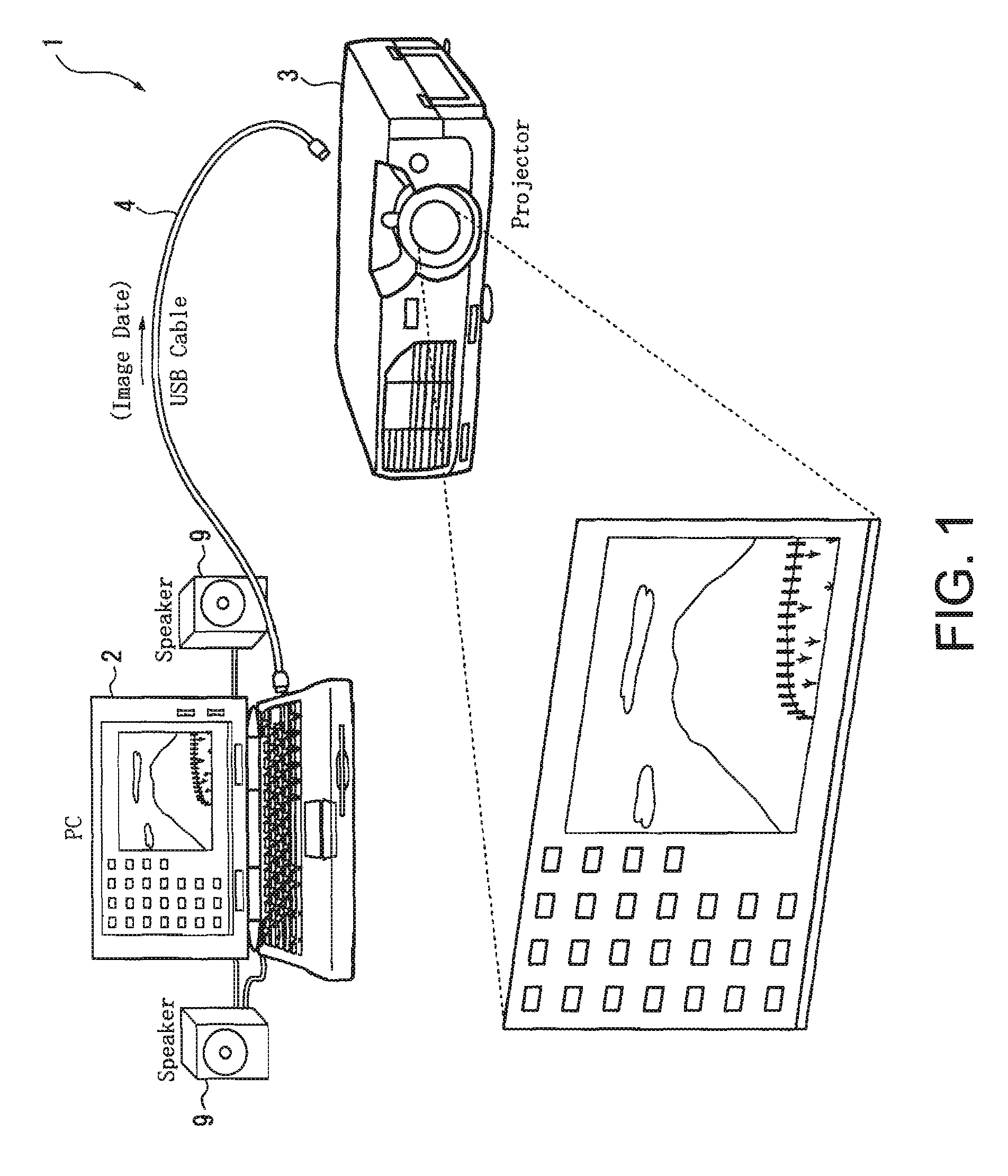 Image and sound output system, image and sound data output device, and recording medium