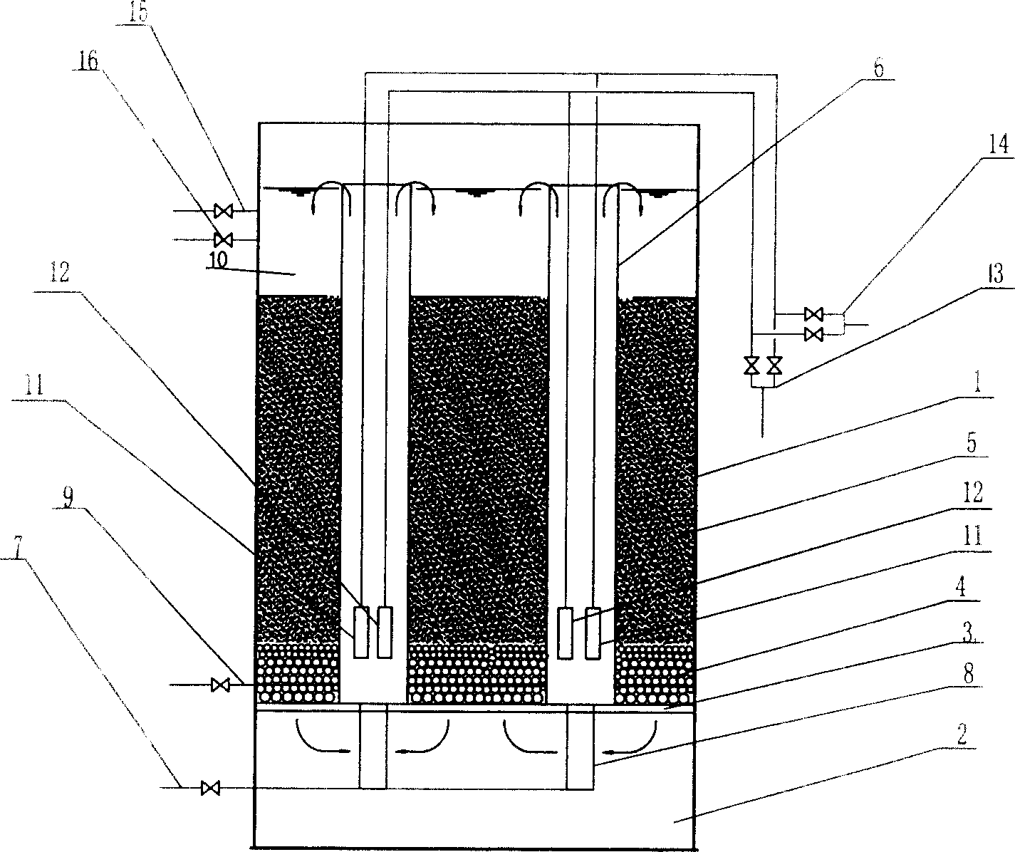 Biological reactor with internal circulating double filtering