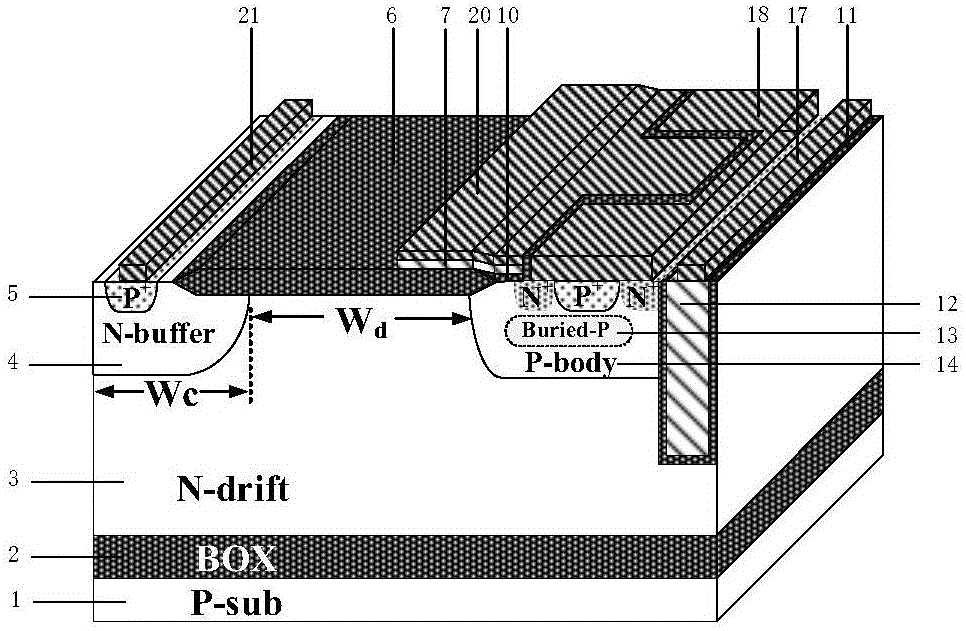 Large-current silicon on insulator lateral insulated gate bipolar transistor device